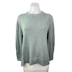 Ella Moss Women's Green Knit Long Sleeve Crew Neck Pullover Sweater Top Size S
